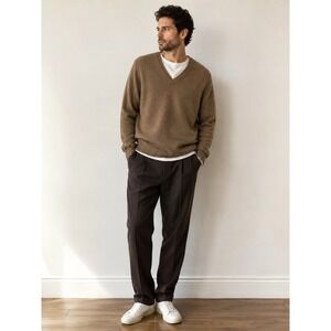 Bobbie Brooks Camel Knit Sweater Mens L Preppy Academia Old Money Quiet Luxury